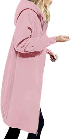 Long Hoodies for Women Casual Full Zip up Fashion Plus Size Hoodie Tunic Sweatshirts Jackets with Pockets S-5XL