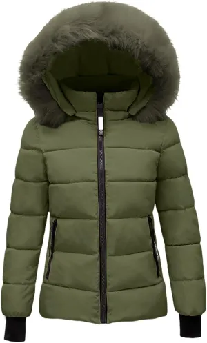 Long Winter Coat with Hood Slim Casual Thicker Fashion Women'S Coat Long Sleeve Full Zip Womens Clothing Black