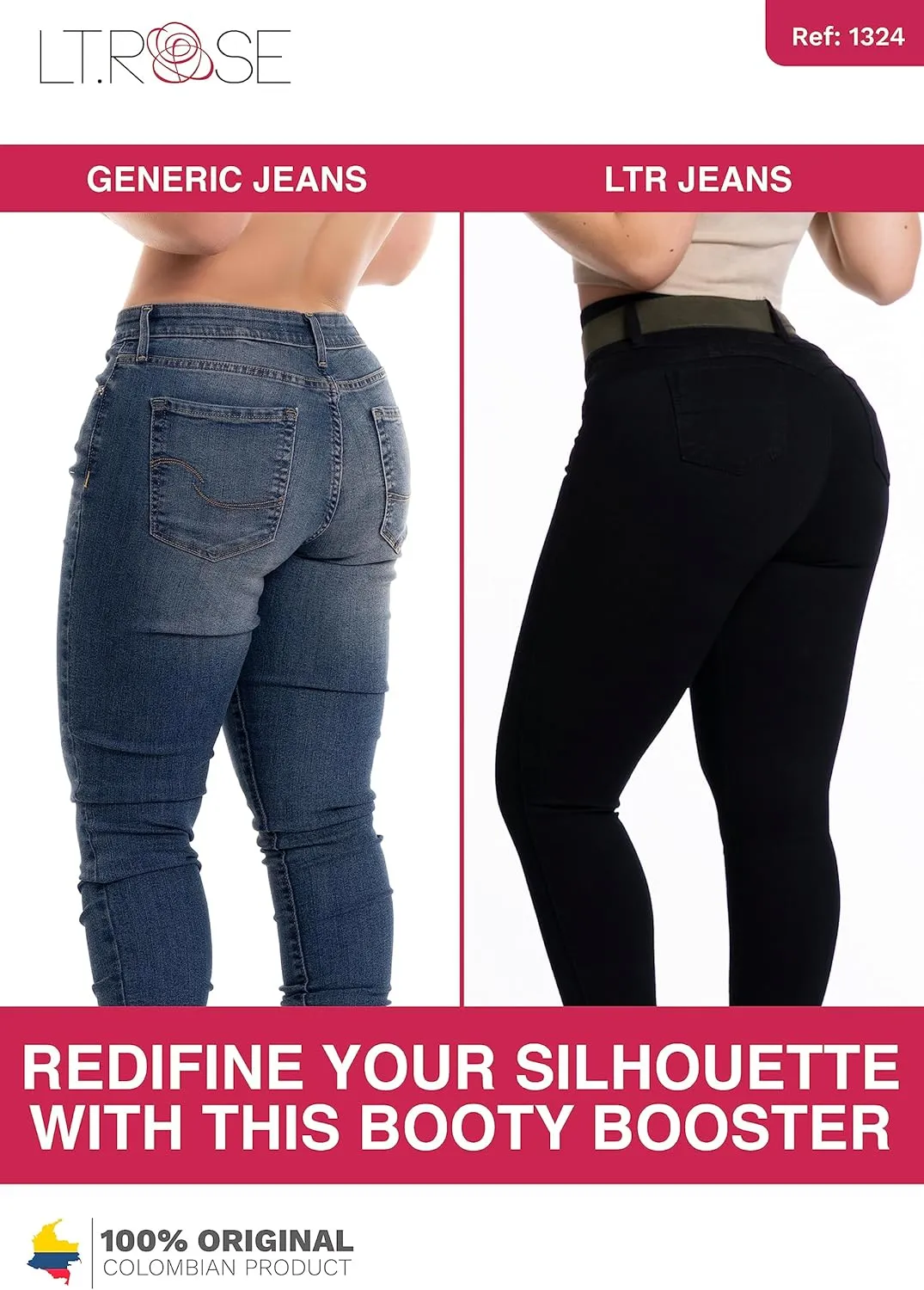 LT.ROSE High Waisted Colombian Jeans | Pantalones Colombianos Levanta Cola | Butt Lifting Jeans for Women