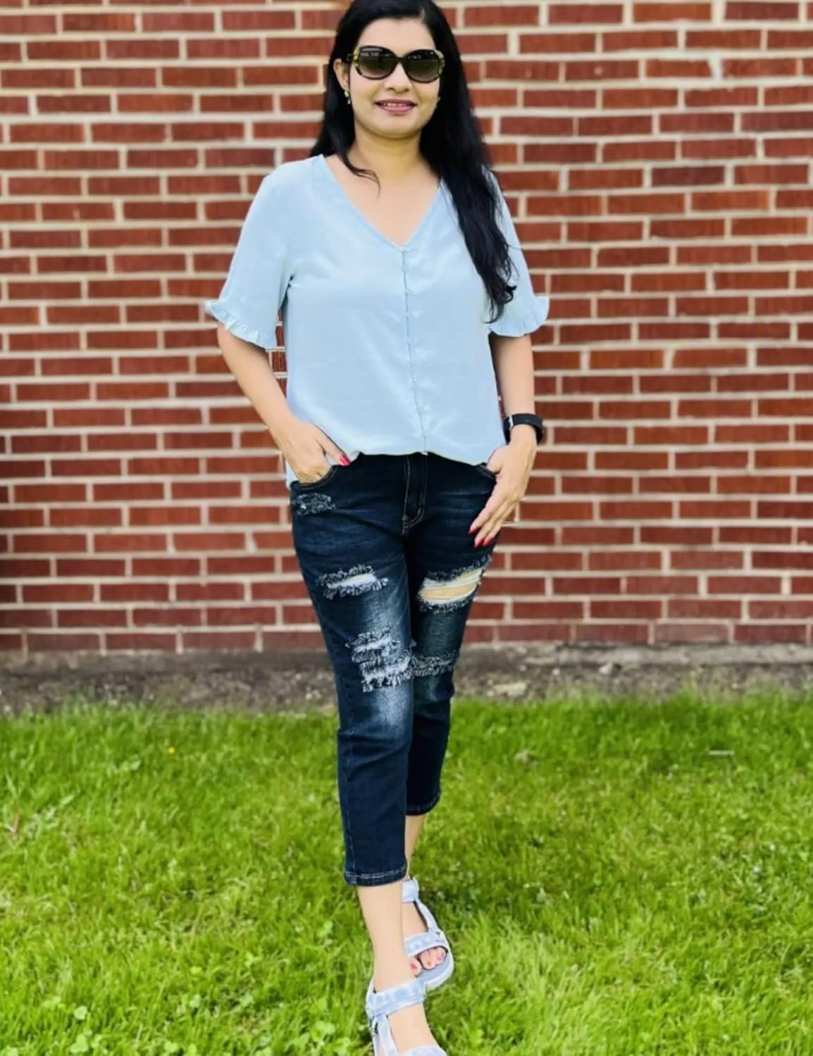 luvamia Womens Capri Jeans for Women High Waisted Skinny Ripped Jean Denim Pants