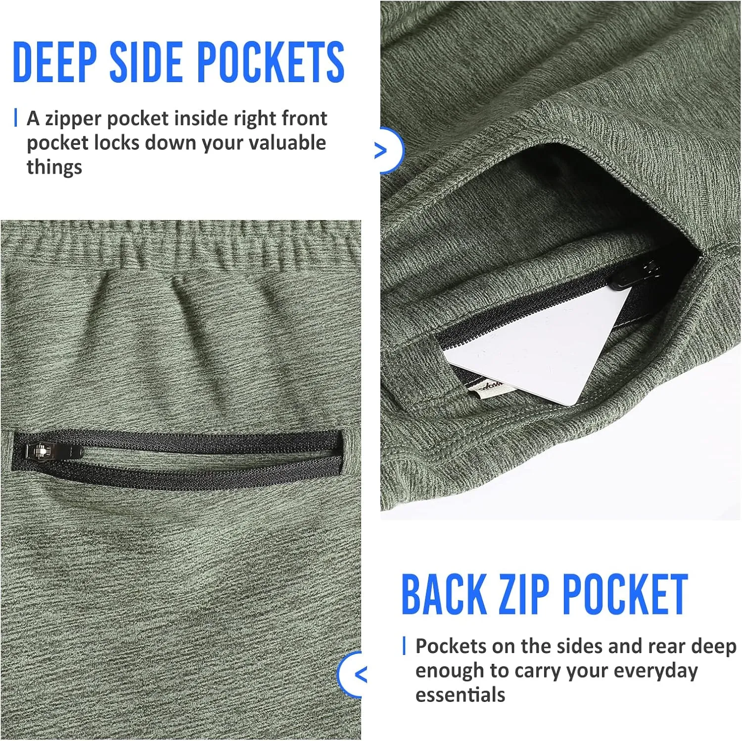 maamgic Mens Workout Shorts 5" Short Shorts Soft Stretch Running Gym Athletic Shorts with Zip Pockets