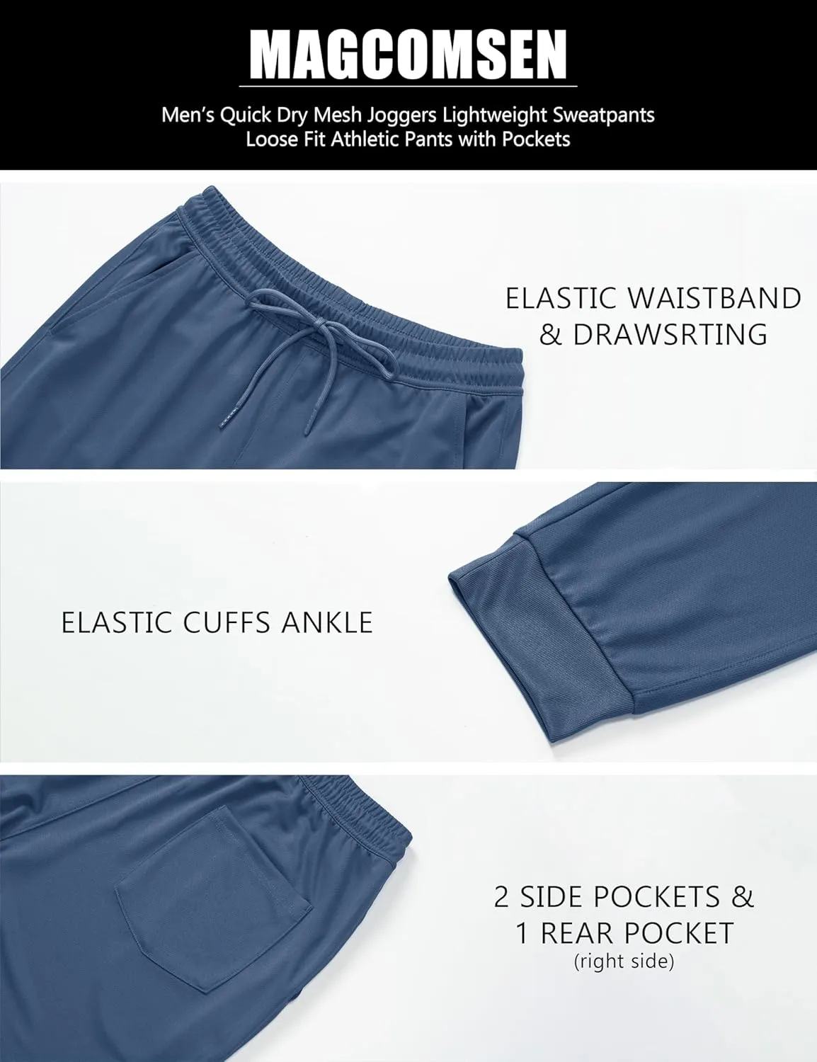 MAGCOMSEN Men's Joggers Sweatpants Quick Dry Running Pants with Pockets Summer Lightweight Athletic Workout Pants