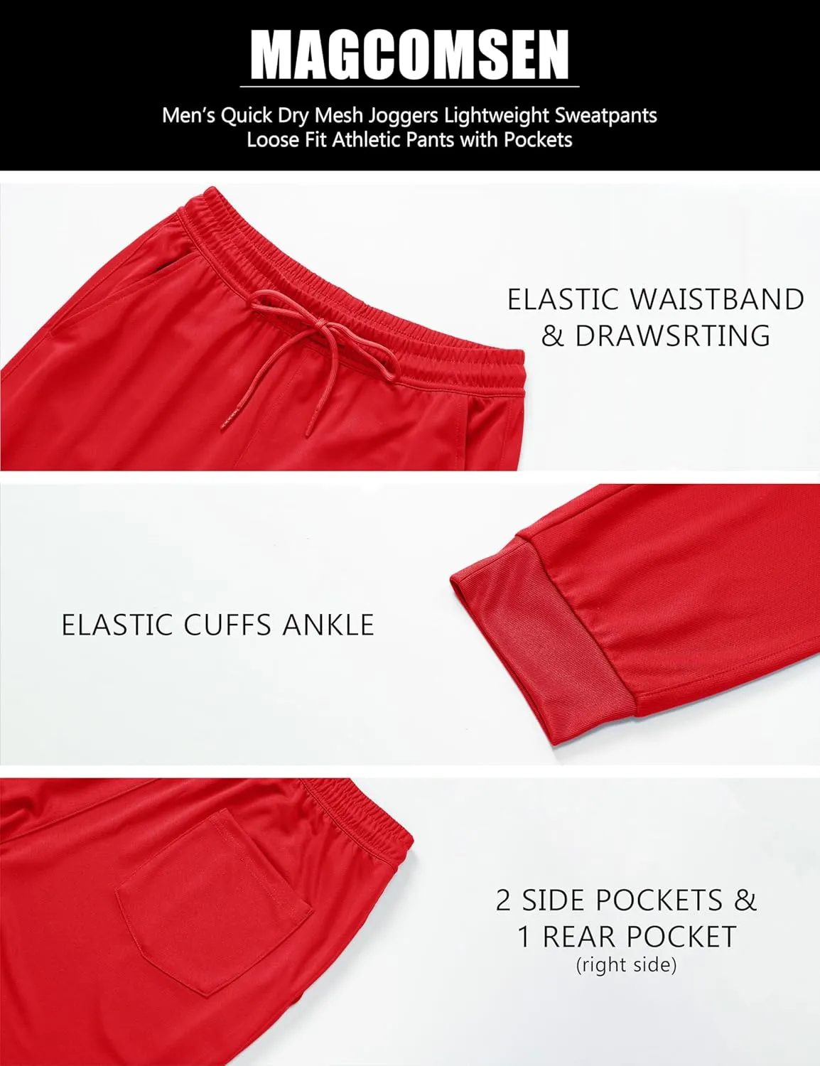 MAGCOMSEN Men's Joggers Sweatpants Quick Dry Running Pants with Pockets Summer Lightweight Athletic Workout Pants