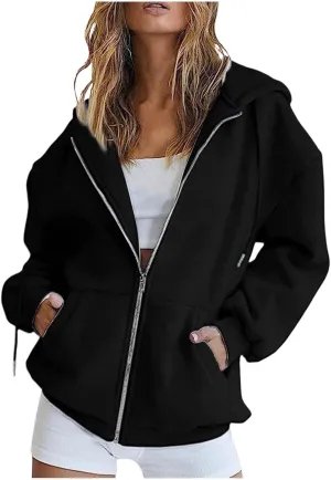 Masbird Womens Hoodies Zip Up Hoodies for Women Cropped Sweatshirts Fall Fashion Outfits 2024 Fleece Teen Girls Clothes