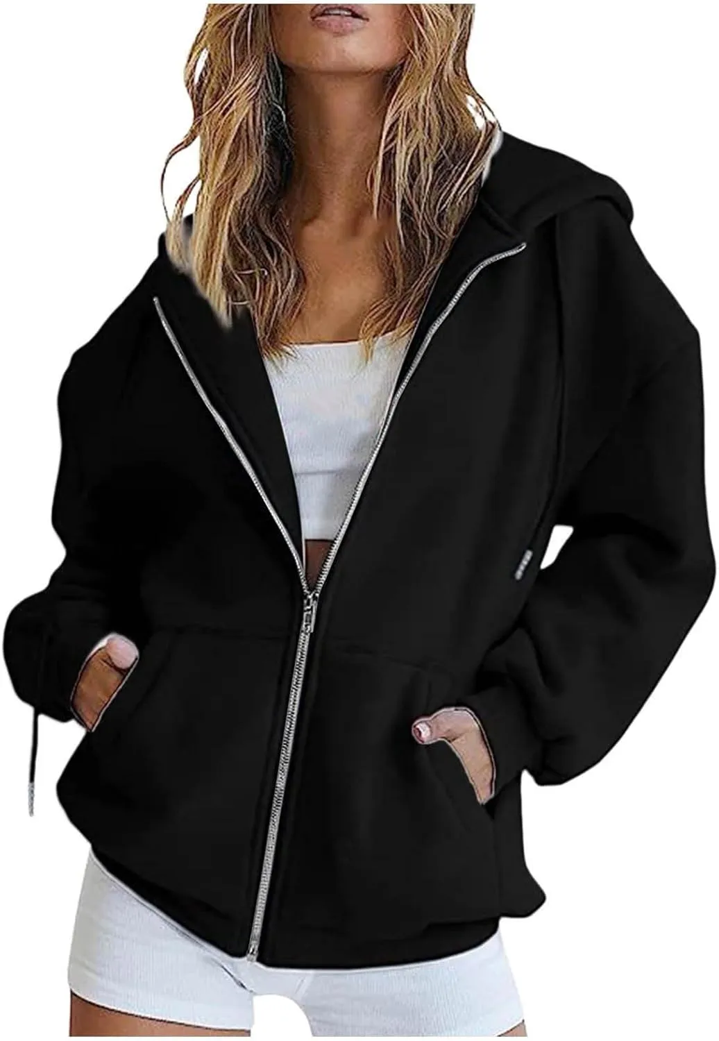 Masbird Womens Hoodies Zip Up Hoodies for Women Cropped Sweatshirts Fall Fashion Outfits 2024 Fleece Teen Girls Clothes