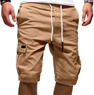 Men Cargo Shorts Below Knee Casual Elastic Cargo Workout Shorts Relaxed Below Knee Cargo Shorts with Pockets