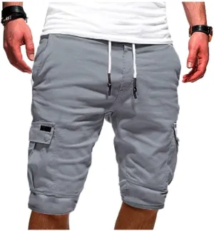 Men Cargo Shorts Below Knee Casual Elastic Cargo Workout Shorts Relaxed Below Knee Cargo Shorts with Pockets