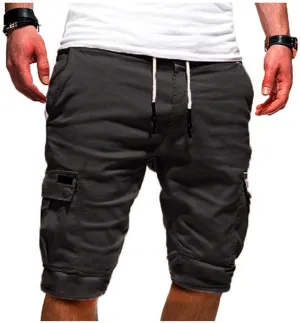 Men Cargo Shorts Below Knee Casual Elastic Cargo Workout Shorts Relaxed Below Knee Cargo Shorts with Pockets