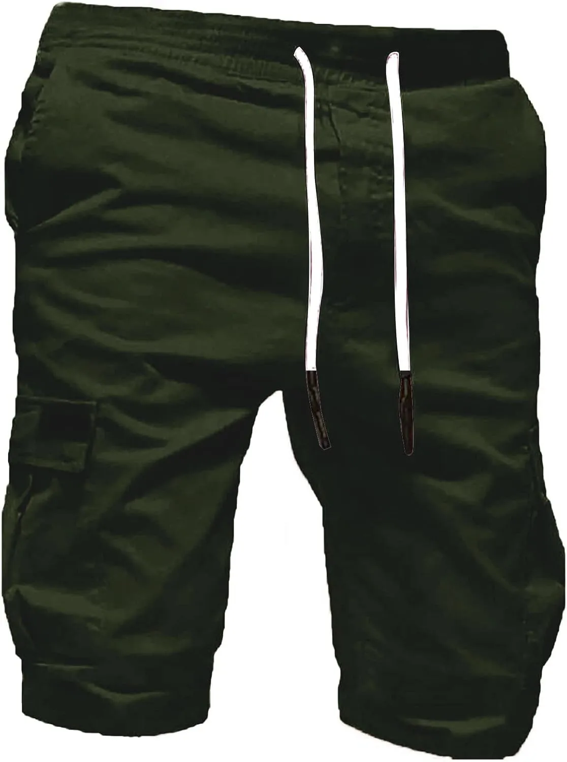Men Cargo Shorts Below Knee Casual Elastic Cargo Workout Shorts Relaxed Below Knee Cargo Shorts with Pockets