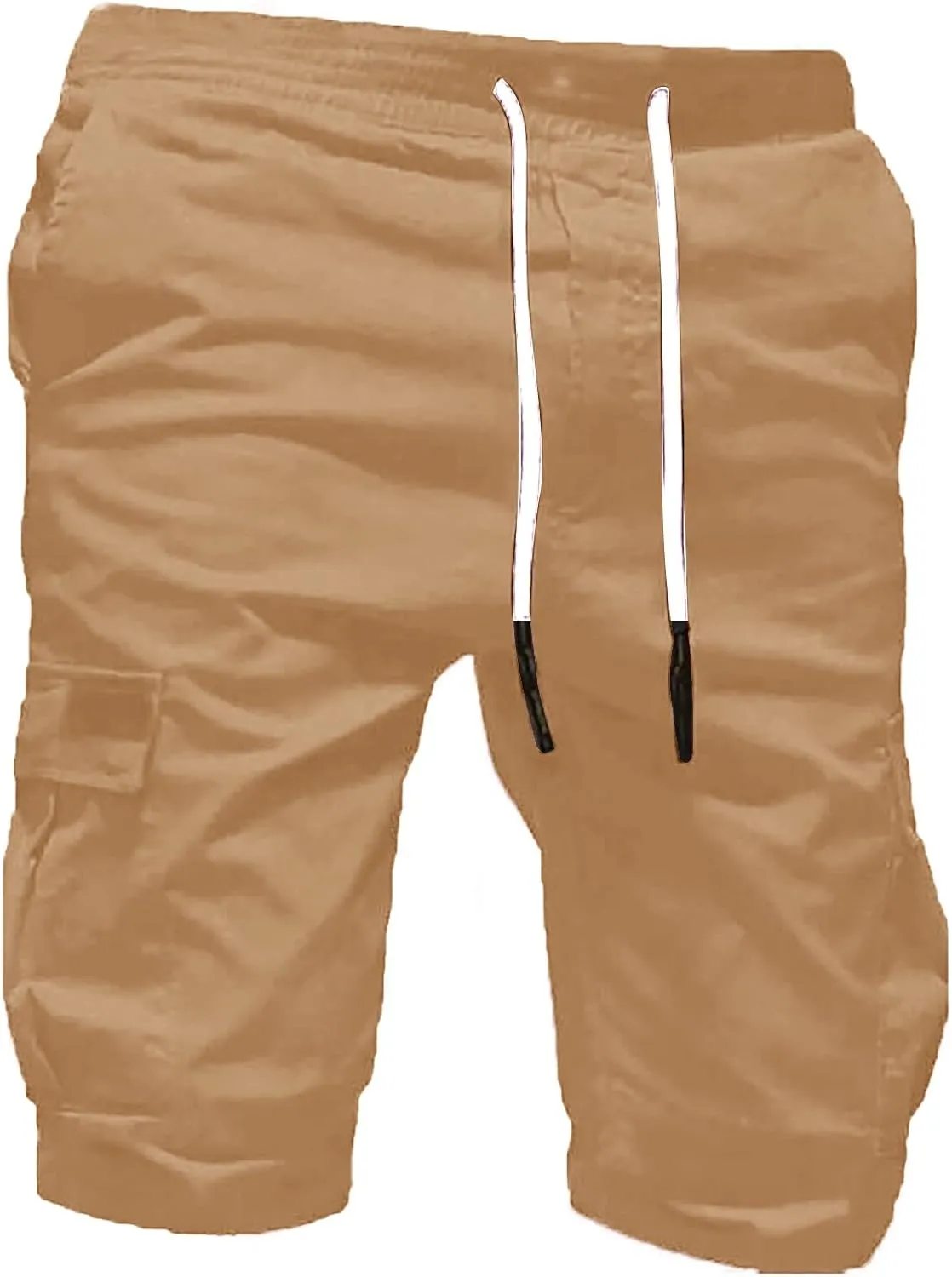 Men Cargo Shorts Below Knee Casual Elastic Cargo Workout Shorts Relaxed Below Knee Cargo Shorts with Pockets