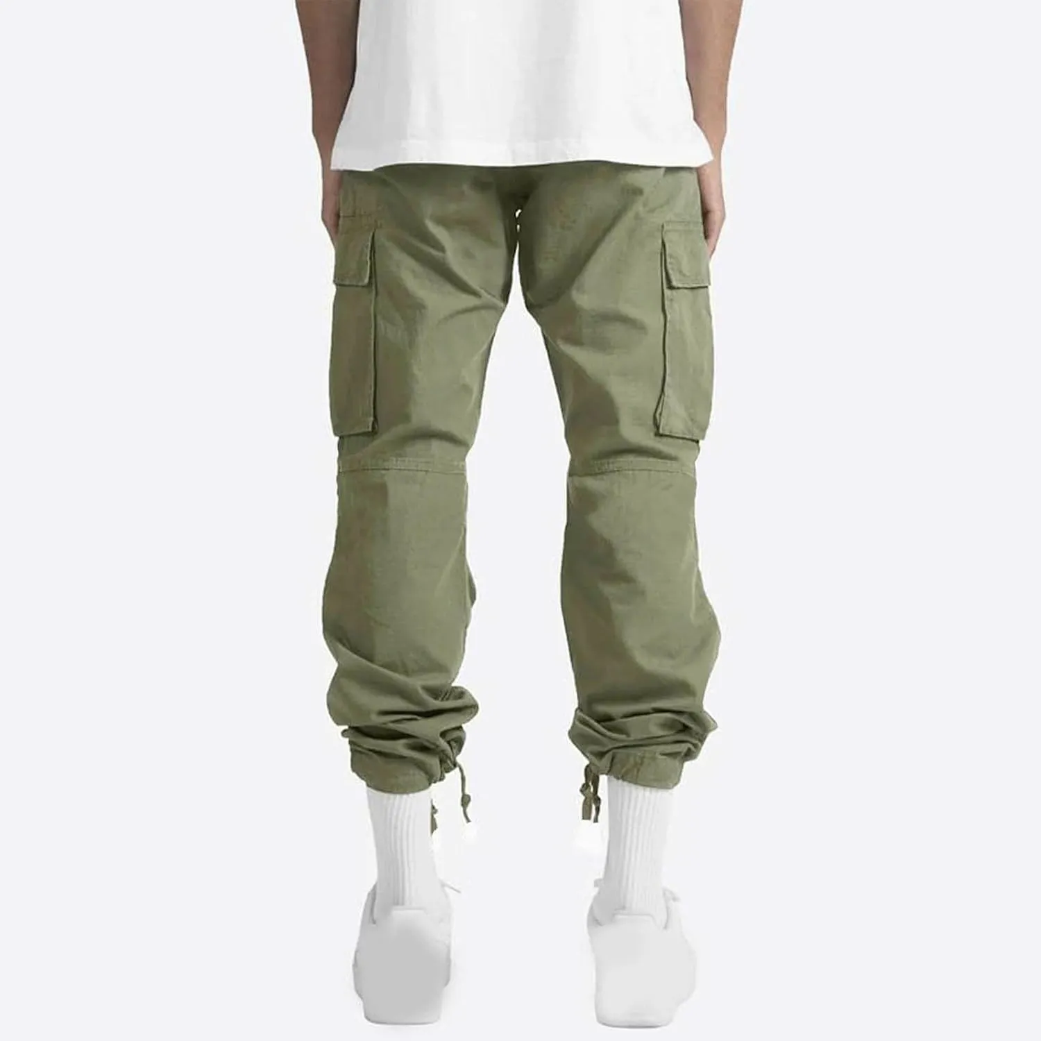 Men Cargo Sweatpants Loose Casual Work Pants Joggers Open Bottom Drawstring Cargos Athletic Cotton Straight Sweat Pant