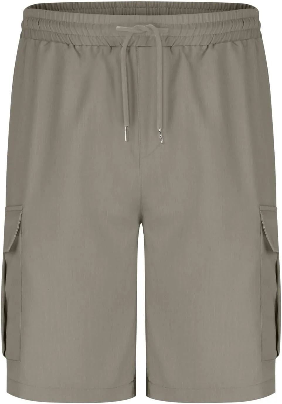 Men Casual Drawstring Elastic Waist Shorts Solid Knee Length Cargo Shorts with Pockets Athletic Workout Sports Shorts