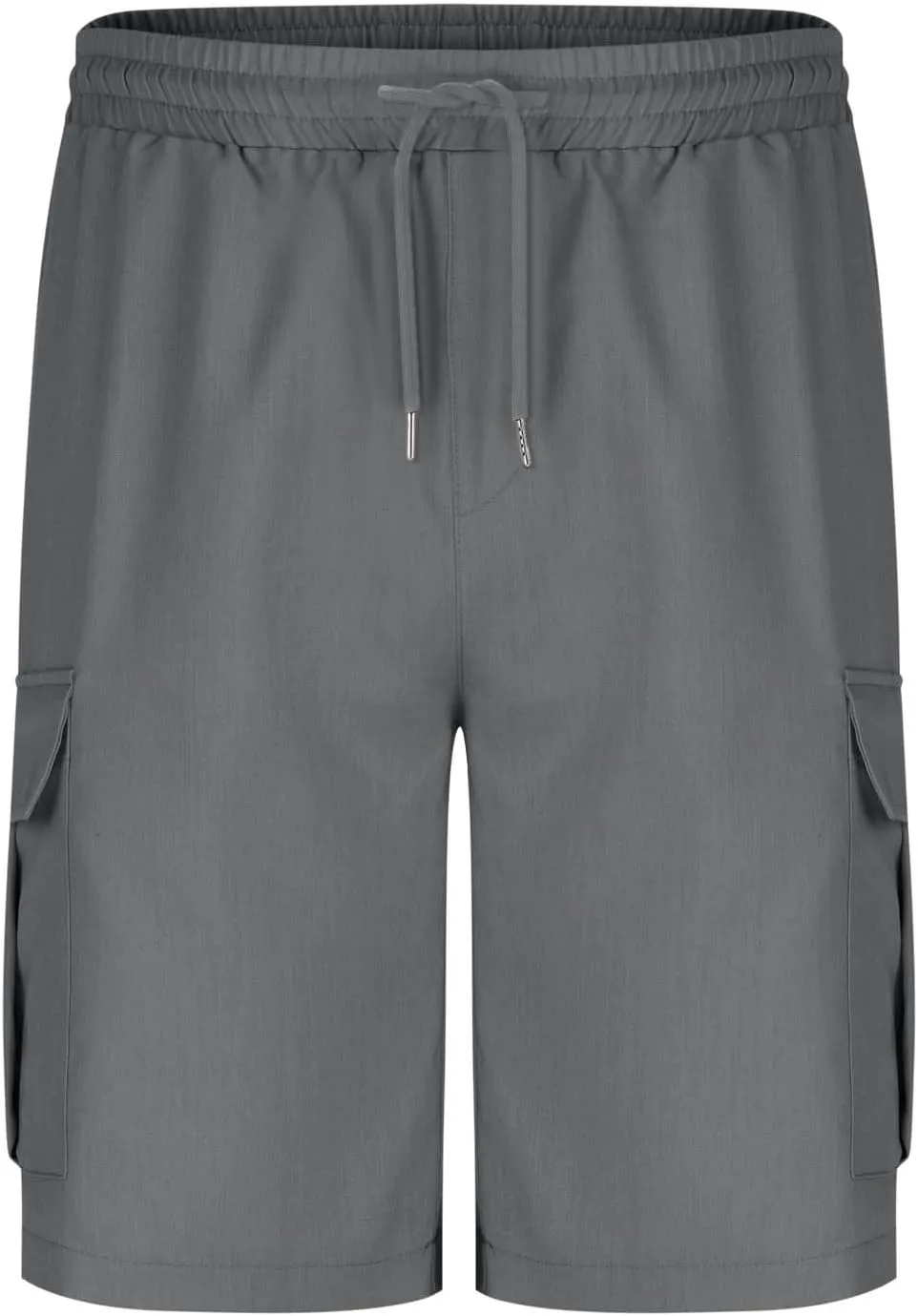 Men Casual Drawstring Elastic Waist Shorts Solid Knee Length Cargo Shorts with Pockets Athletic Workout Sports Shorts