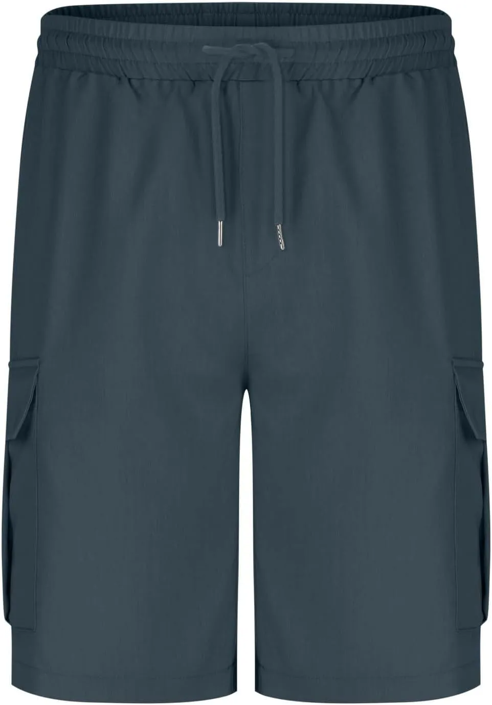 Men Casual Drawstring Elastic Waist Shorts Solid Knee Length Cargo Shorts with Pockets Athletic Workout Sports Shorts