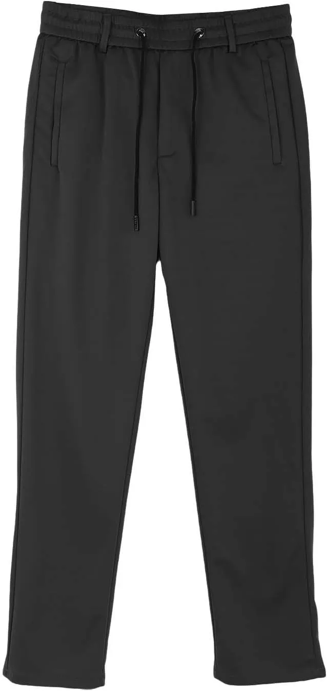 Men Dress Pants Plus Size Casual Business Trousers Straight Leg Fall Pants Solid Drawstring Elastic Waist Slacks