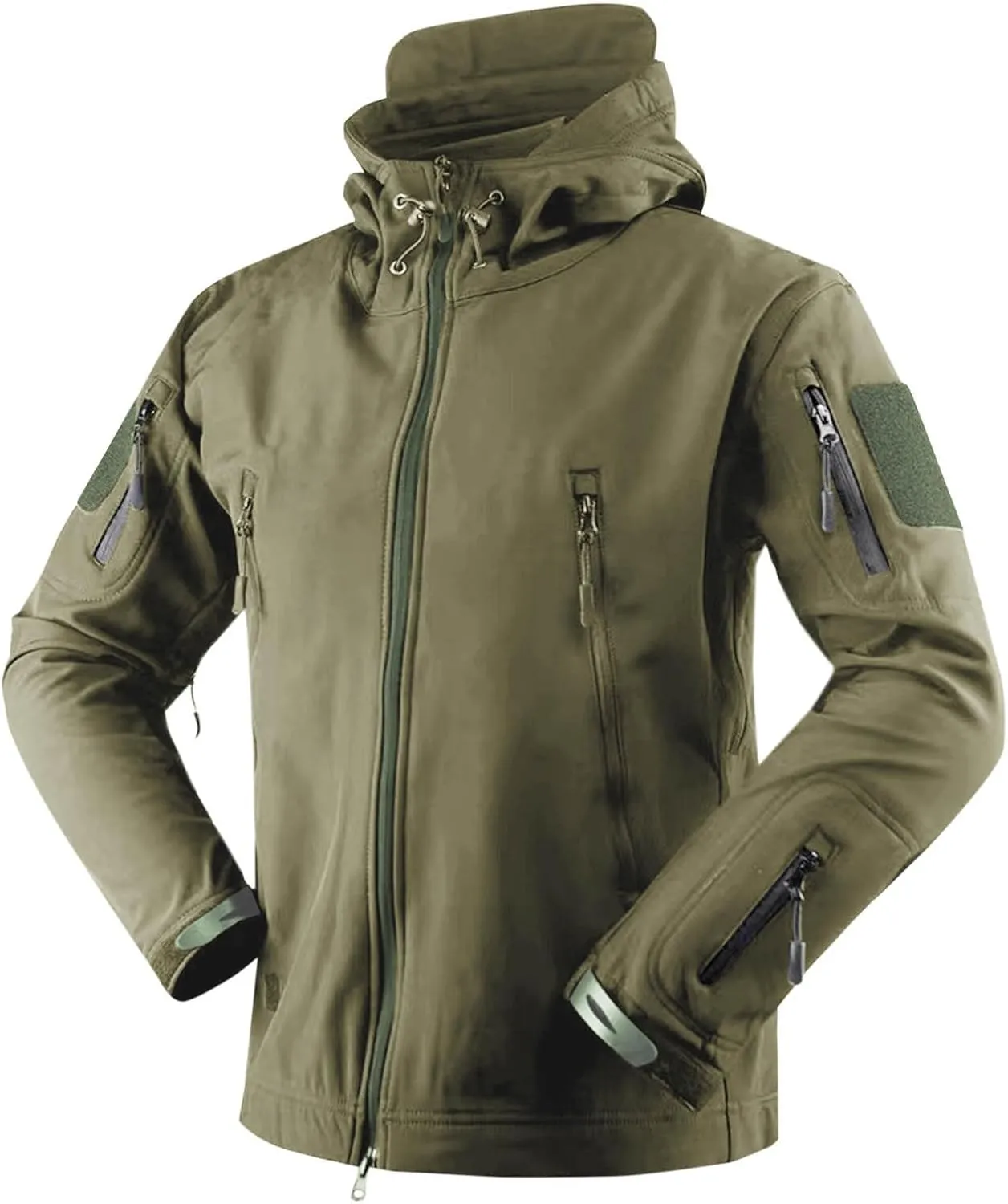 Men Hooded Trench Coats Dressy Zip Up Windbreaker Rain Jackets Waterproof Outdoor Hiking Travel Raincoat with Pockets