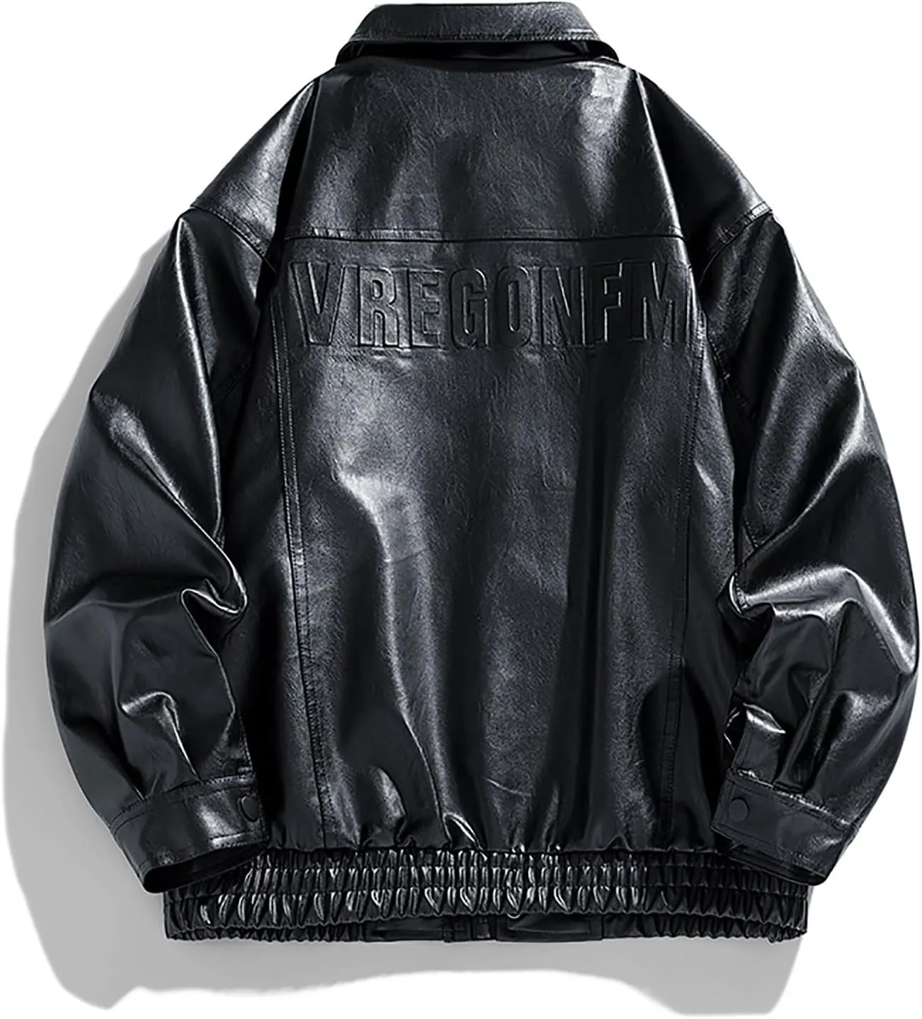 Men Oversized Leather Jackets Mens Faux Leather Bomber Jacket 90s Vintage Lapel Zip Up Biker Racing Moto Jacket