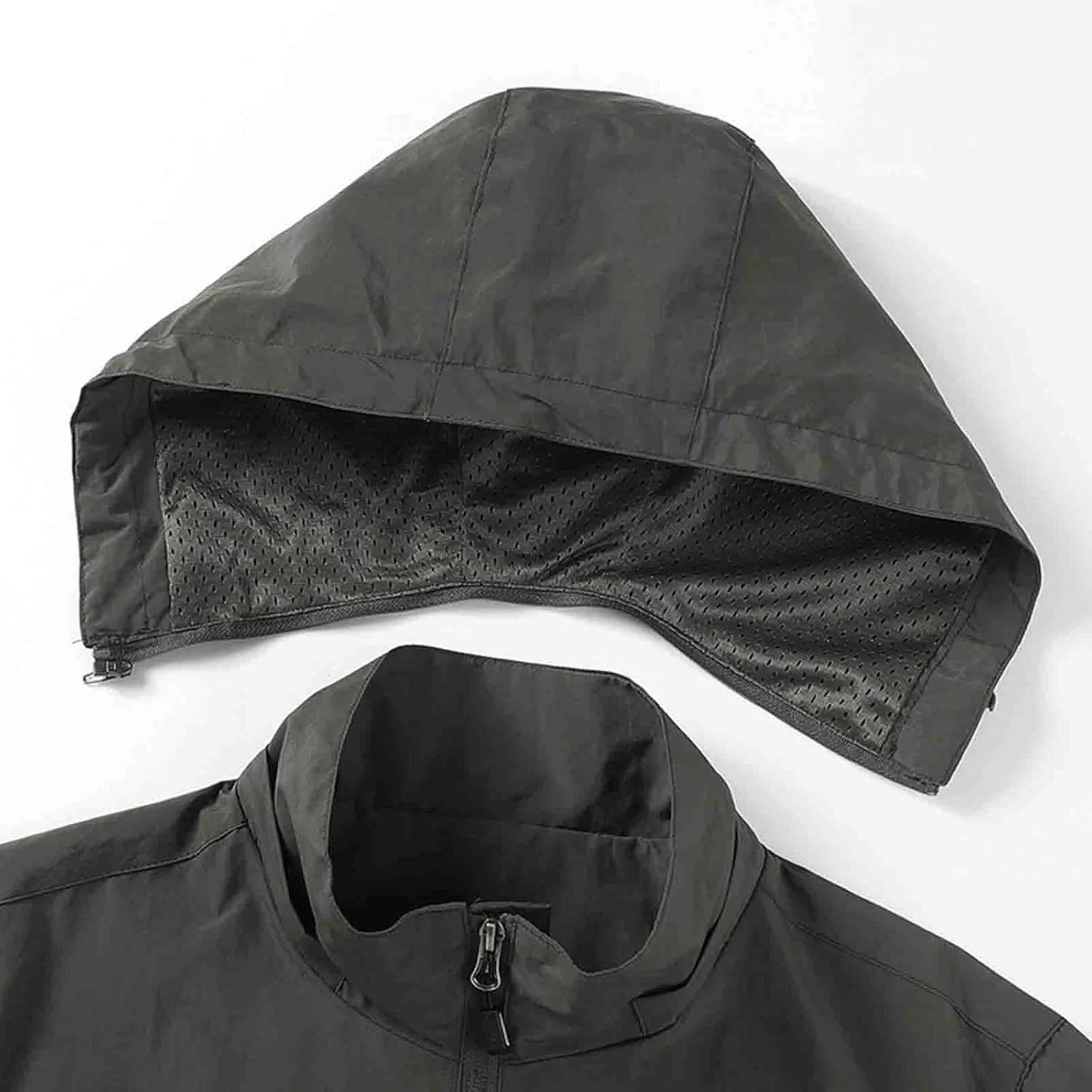 Men Rain Jackets Lightweight Waterproof Windbreaker with Hood Plus Size Raincoat Outdoor Cycling Running Track Jacket