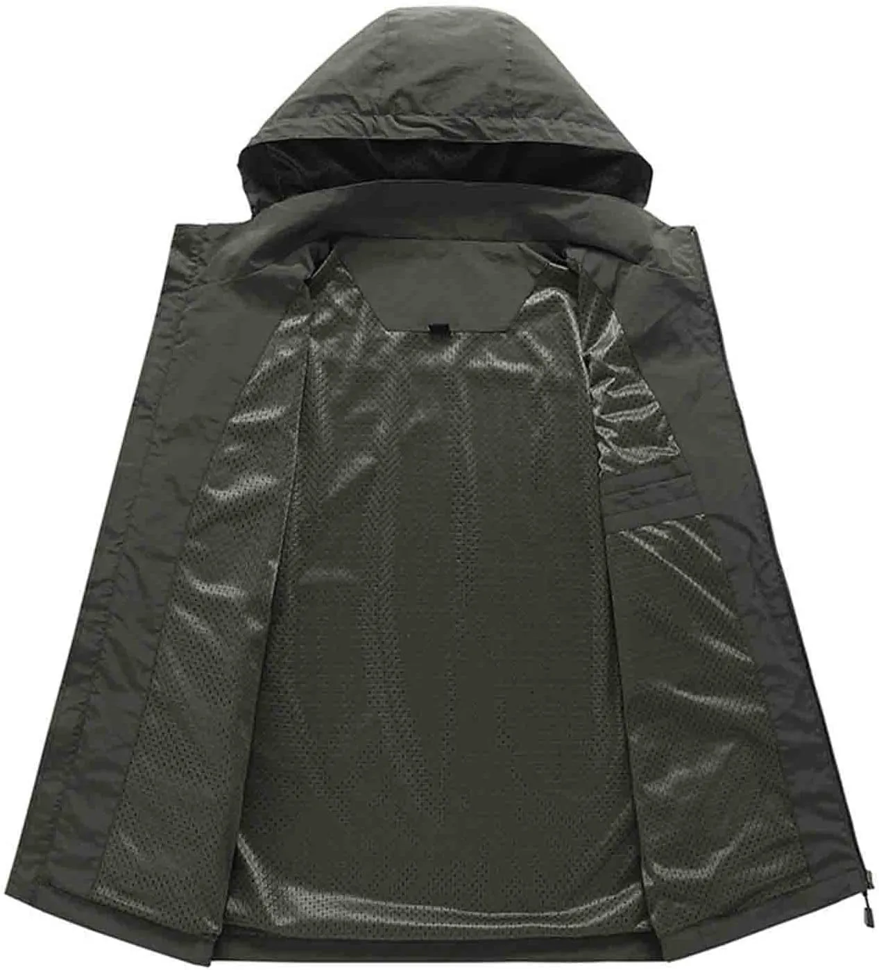 Men Rain Jackets Lightweight Waterproof Windbreaker with Hood Plus Size Raincoat Outdoor Cycling Running Track Jacket