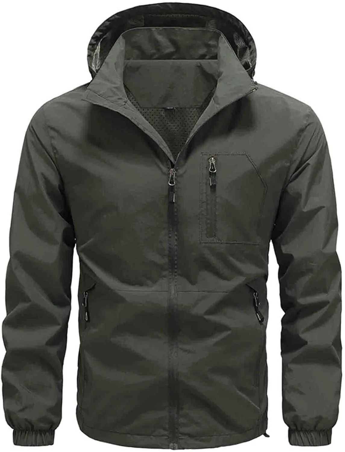 Men Rain Jackets Lightweight Waterproof Windbreaker with Hood Plus Size Raincoat Outdoor Cycling Running Track Jacket