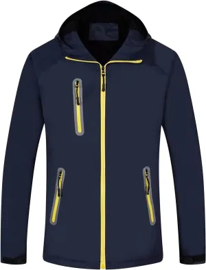 Men Women Rain Jackets Unisex Waterproof Winter Patchwork Thickened Hooded Raincoat Breathable Outdoor Windbreaker