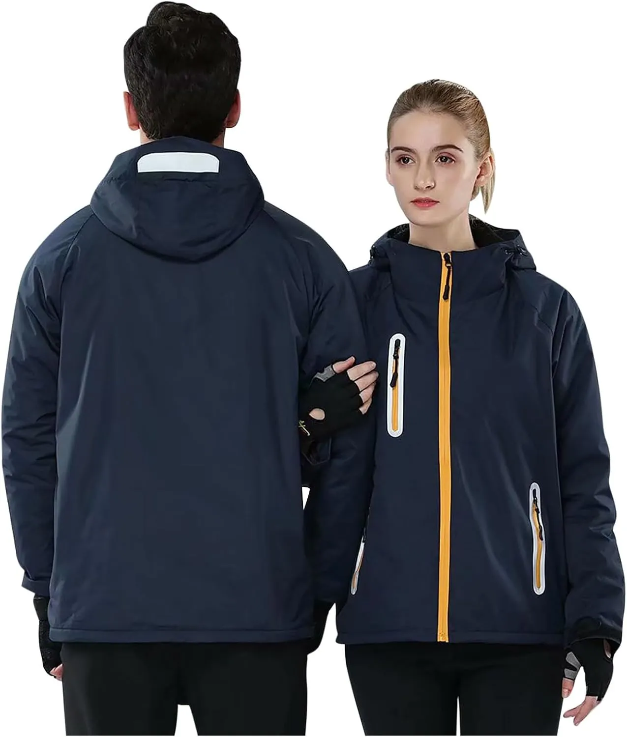 Men Women Rain Jackets Unisex Waterproof Winter Patchwork Thickened Hooded Raincoat Breathable Outdoor Windbreaker