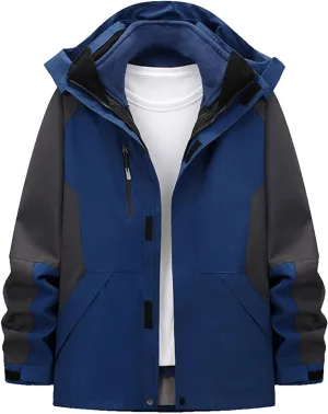 Men Women Rain Jackets Unisex Windbreaker Warm Fall Winter Rain Coat Lightweight Waterproof Outdoor Hiking Raincoats