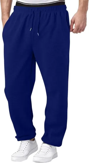 Men's Baggy Fleece Sweatpants Casual Drawstring Tapered Joggers Athletic Sweat Pants Workout Running with Pockets