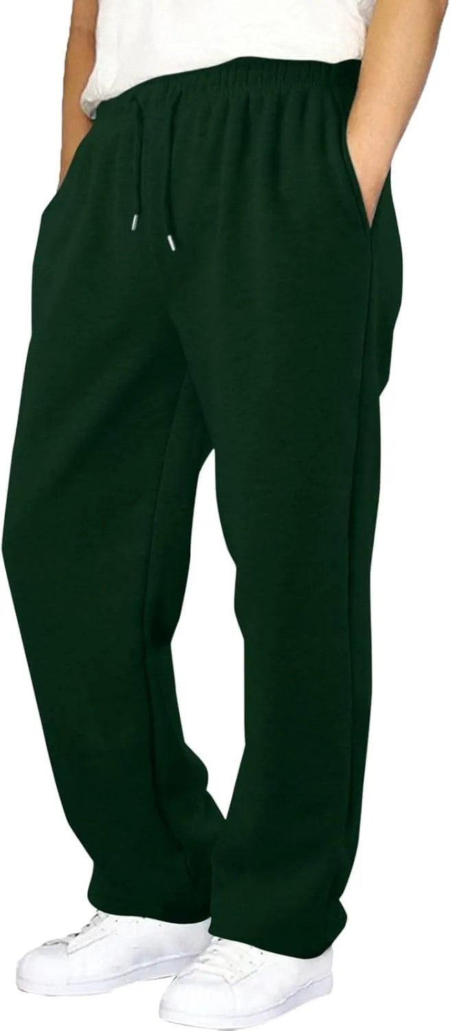 Men's Baggy Fleece Sweatpants Casual Drawstring Tapered Joggers Athletic Sweat Pants Workout Running with Pockets