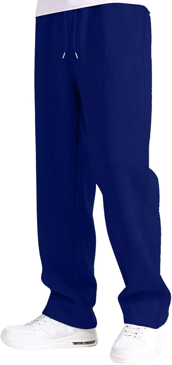 Men's Baggy Fleece Sweatpants Casual Drawstring Tapered Joggers Athletic Sweat Pants Workout Running with Pockets