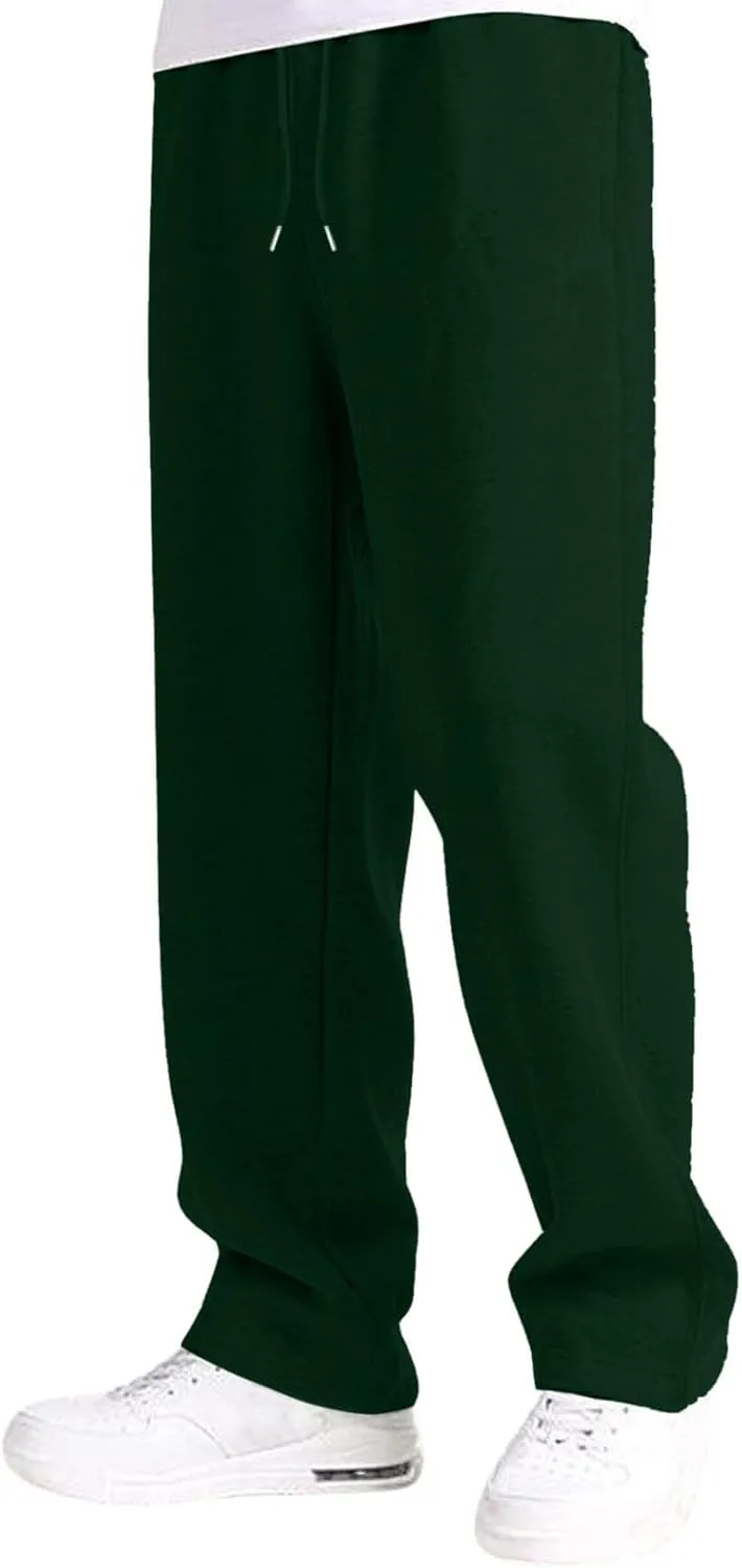 Men's Baggy Fleece Sweatpants Casual Drawstring Tapered Joggers Athletic Sweat Pants Workout Running with Pockets