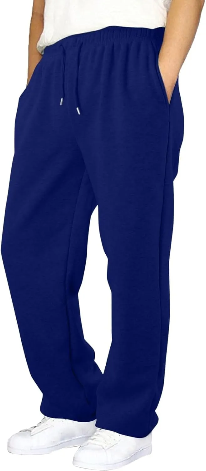 Men's Baggy Fleece Sweatpants Casual Drawstring Tapered Joggers Athletic Sweat Pants Workout Running with Pockets