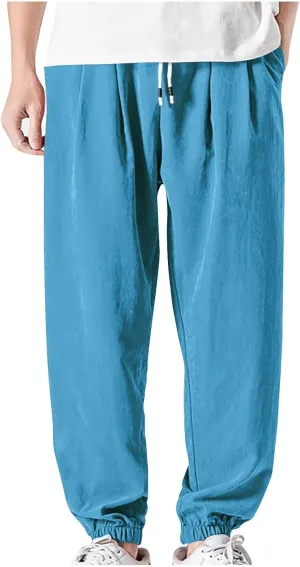 Mens Baggy Sweatpants Casual Relaxed Fit Baggy Pants Elastic Waist Drawstring Big and Tall Joggers Cargo Hiking Pants