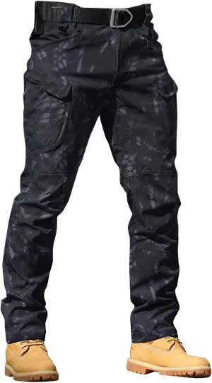 Mens Big and Tall Cargo Pants Classic-Fit Multi Pockets Straight Leg Tactical Pants Lightweight Hiking Work Pants