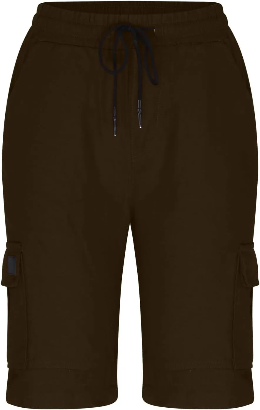 Mens Big and Tall Cargo Shorts Classic Fit Stretch Lightweight Multi Pocket Casual Camo Cargo Pants Fishing Hiking