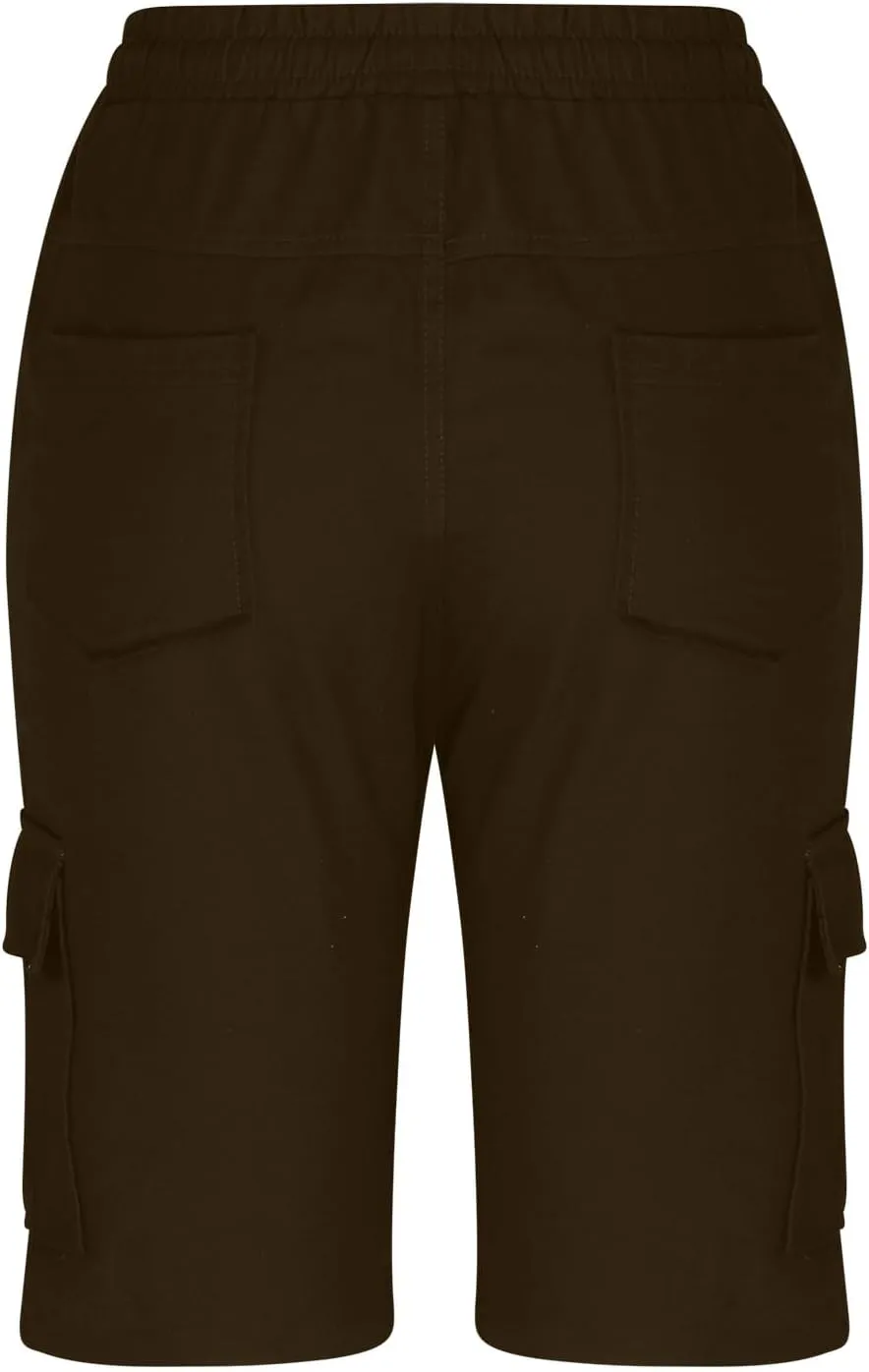 Mens Big and Tall Cargo Shorts Classic Fit Stretch Lightweight Multi Pocket Casual Camo Cargo Pants Fishing Hiking