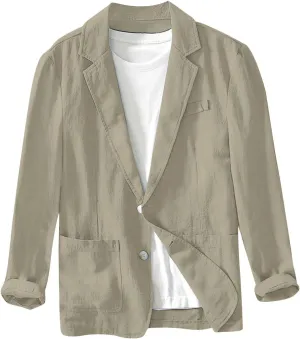 Men's Blazer One Button Suit Jacket, Casual Slim Fit Lightweight Sport Coats for Daily