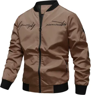 Men's Bomber Jacket Fashion Stylish Lightweight Windbreaker Casual Spring Fall Jackets for Men with Pockets