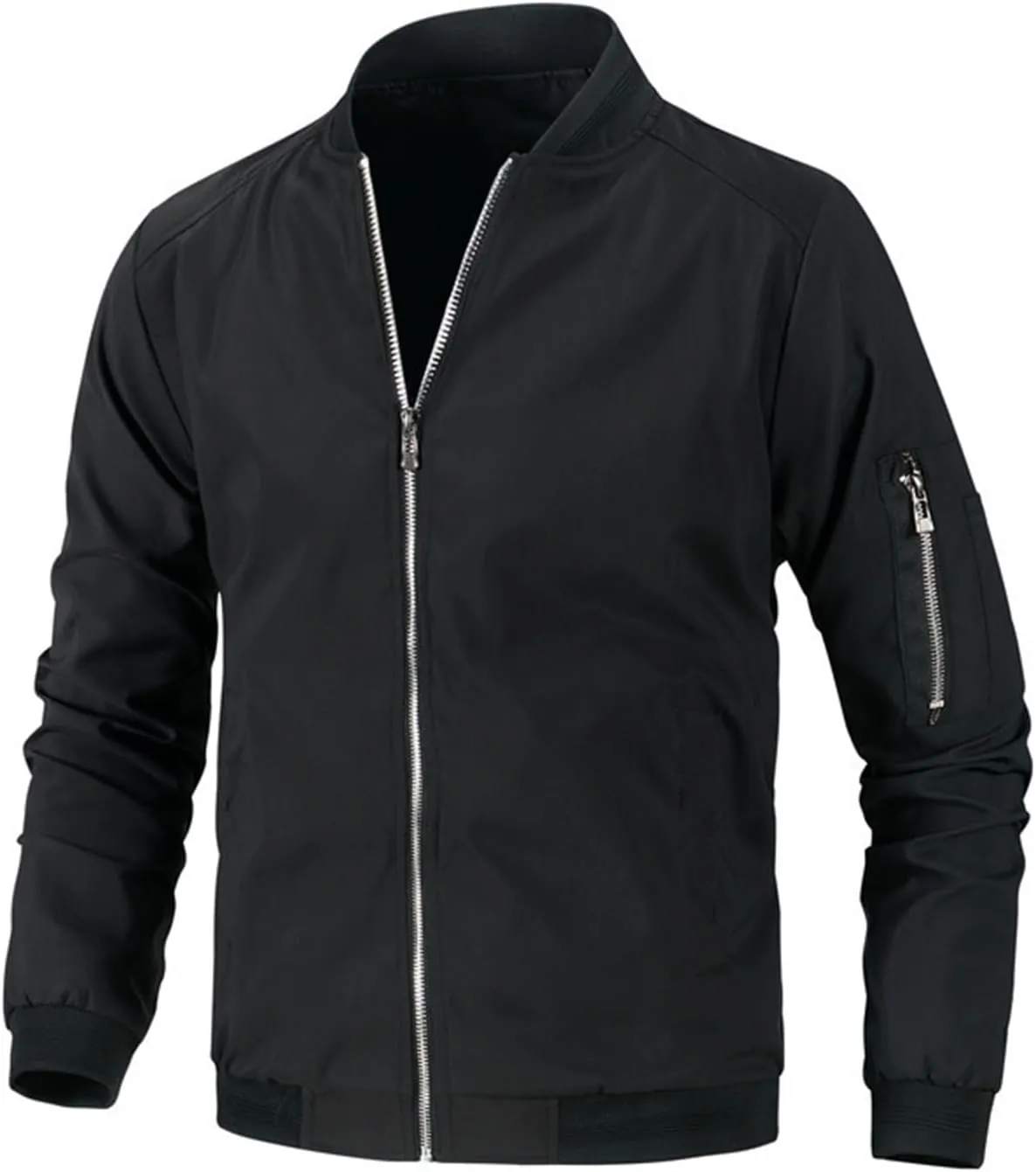 Men's Bomber Jacket Lightweight Casual Spring Fall Windbreaker Windproof Zip Up Coat Light Track Jackets Sportswear