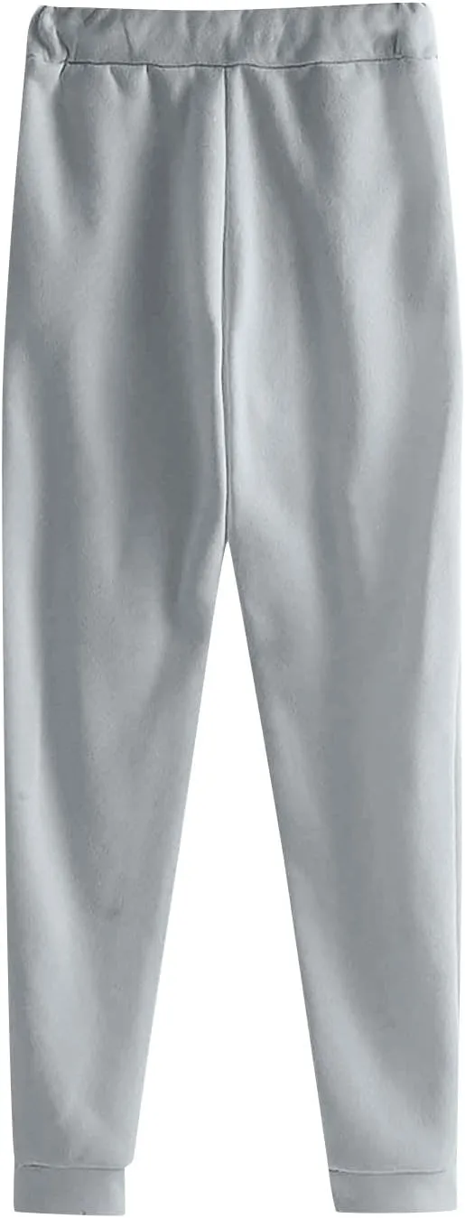 Mens Cargo Pants Casual Drawstring Hiking Pants Joggers Athletic Workout Pants Loose Straight Sweatpants with Pockets