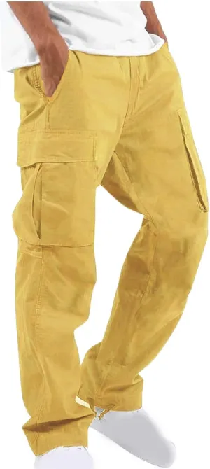 Mens Cargo Pants Casual Joggers Big and Tall Athletic Pants Cotton Loose Baggy Pants Straight Leg Sweatpants