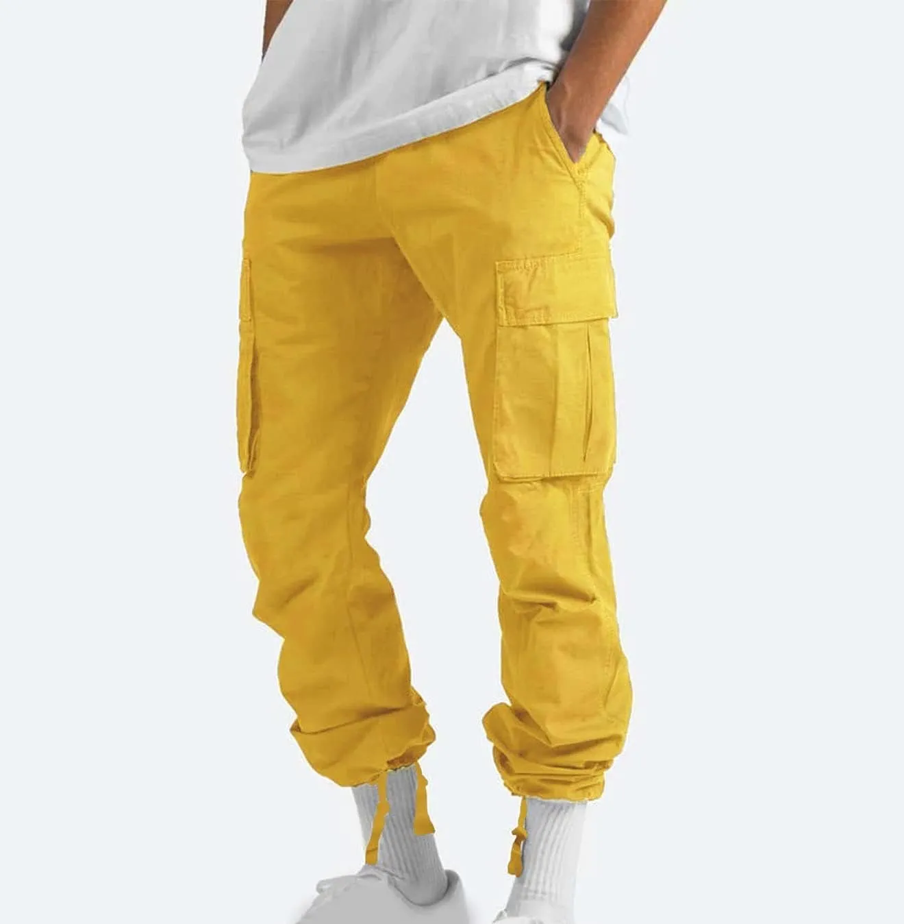 Mens Cargo Pants Casual Joggers Big and Tall Athletic Pants Cotton Loose Baggy Pants Straight Leg Sweatpants