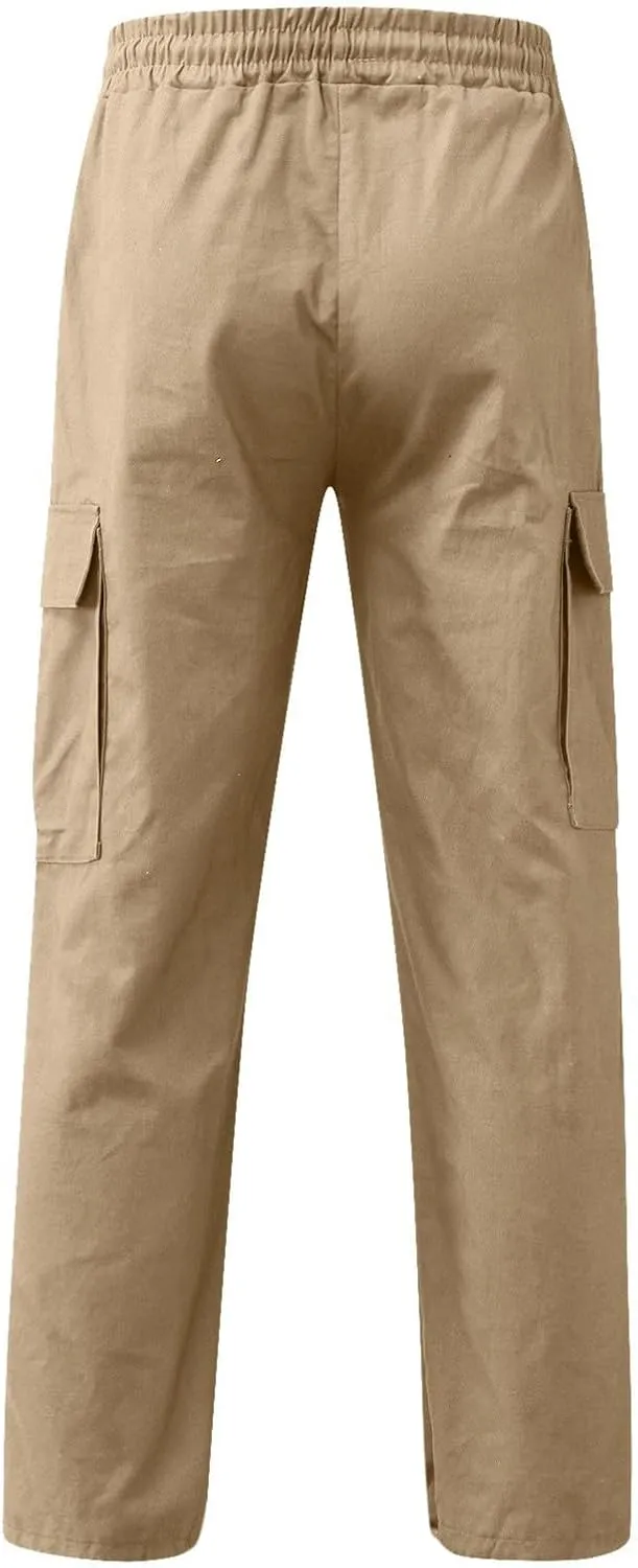 Mens Cargo Pants Casual Joggers Hiking Pants Loose Straight Athletic Workout Sweatpants with Pockets