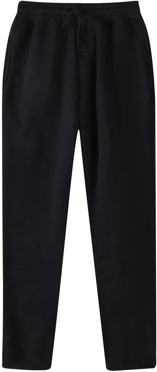 Mens Cargo Pants Loose Waist Relaxed Fit Outdoor Elastic Bottom Pants Athletic Drawstring Pockets Joggers Trousers