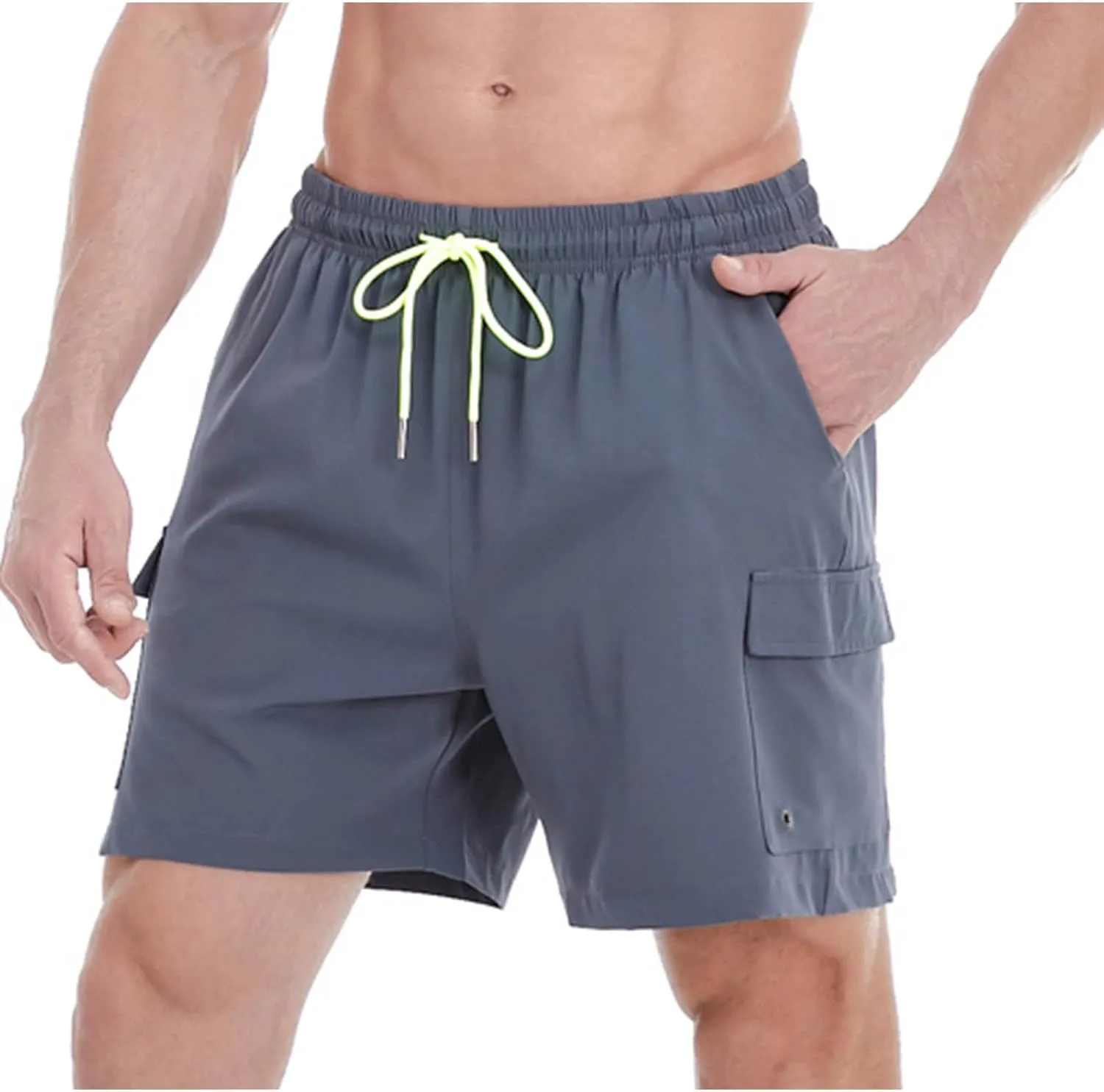 Mens Cargo Shorts Lightweight Quick Dry Work Hiking Shorts Elastic Waisted Summer Beach Shorts Casual Short Pants