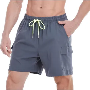 Mens Cargo Shorts Lightweight Quick Dry Work Hiking Shorts Elastic Waisted Summer Beach Shorts Casual Short Pants
