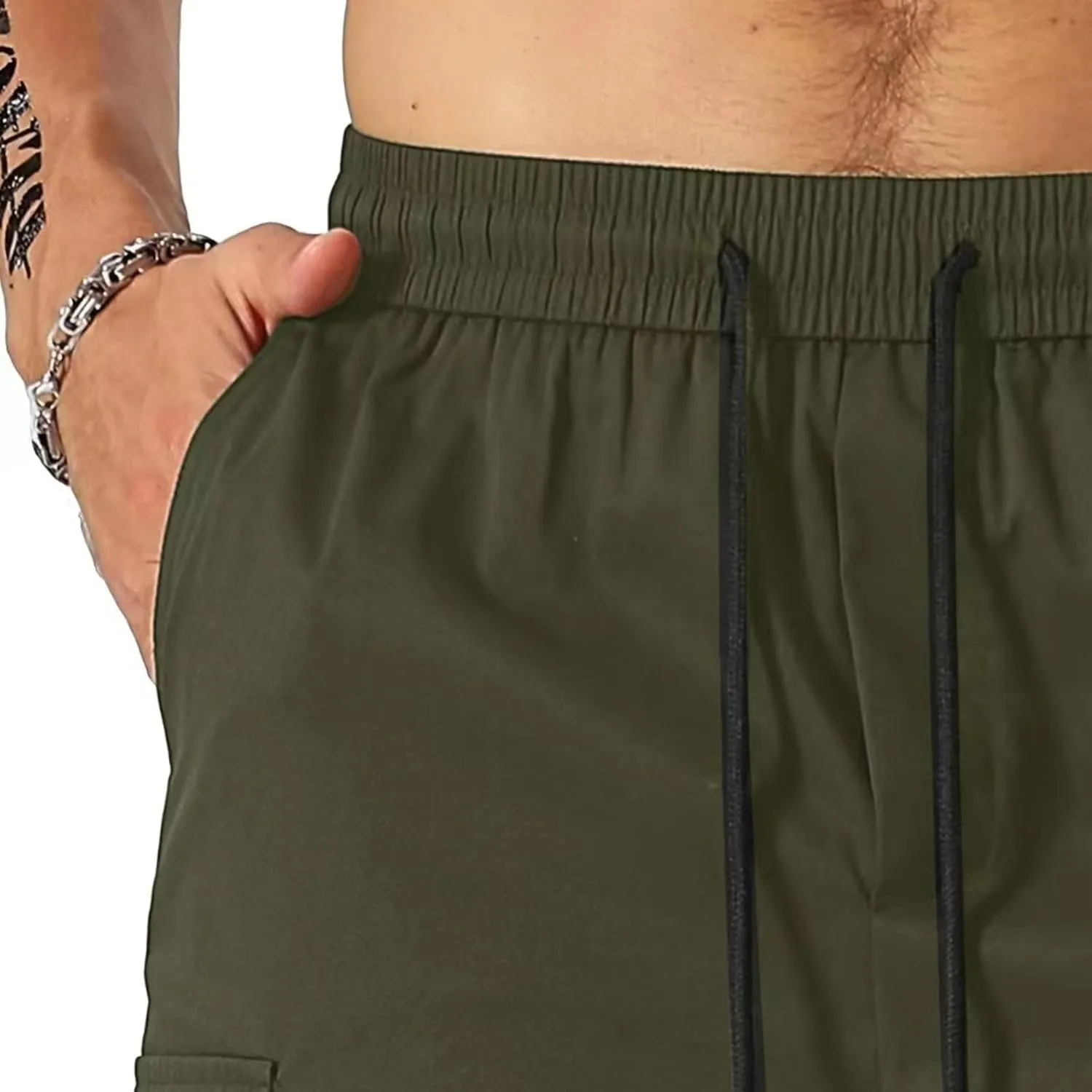 Mens Cargo Shorts Lightweight Stretch Hiking Short Gym Casual Shorts Elastic Waistband 6 Pockets