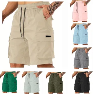 Mens Cargo Shorts Lightweight Stretch Hiking Short Gym Casual Shorts Elastic Waistband 6 Pockets