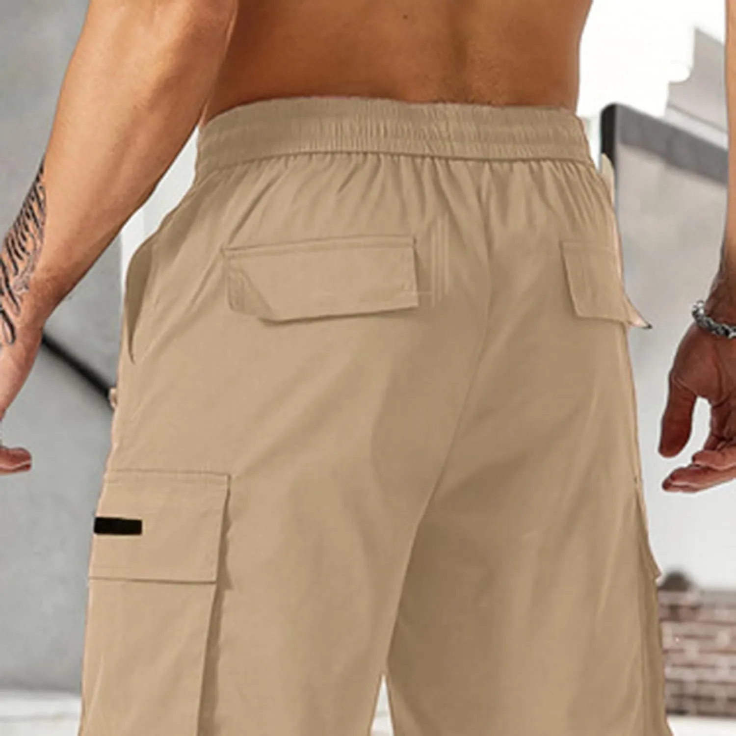 Mens Cargo Shorts Lightweight Stretch Hiking Short Gym Casual Shorts Elastic Waistband 6 Pockets