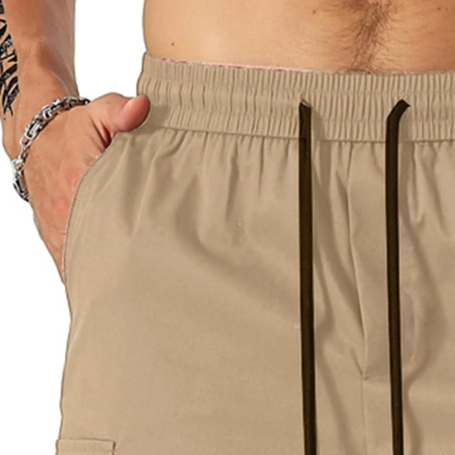 Mens Cargo Shorts Lightweight Stretch Hiking Short Gym Casual Shorts Elastic Waistband 6 Pockets